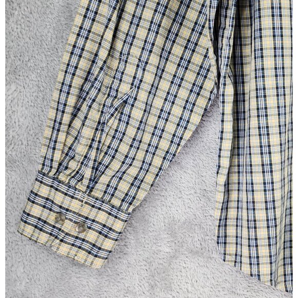 Wrangler PBR Shirt Mens XL Yellow Plaid Western Button Down Long Sleeve Vintage - Picture 10 of 10